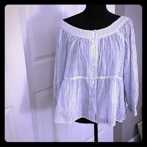 Free people ivory combo blouse